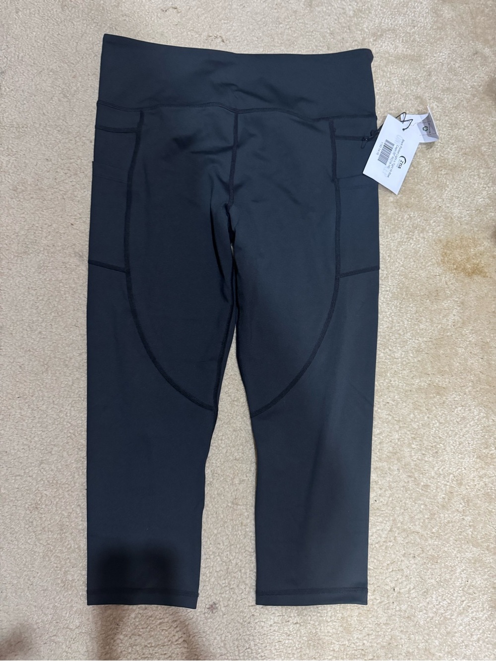 ZYIA Black Capri Leggings with Side Pockets